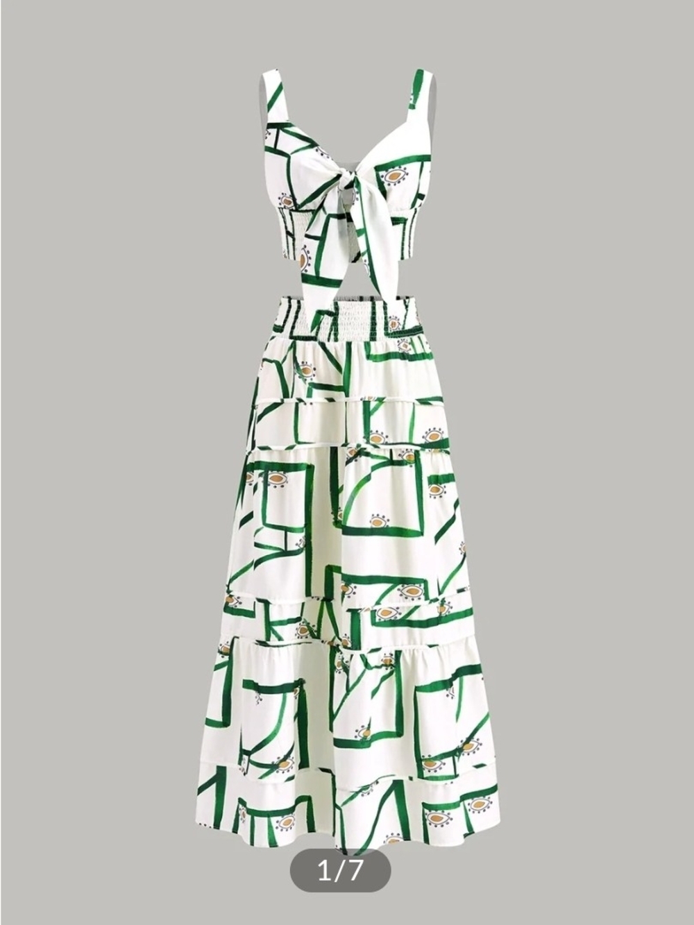 NWT Commense Front Tie Cami Top With Tiered Skirt Set, Large